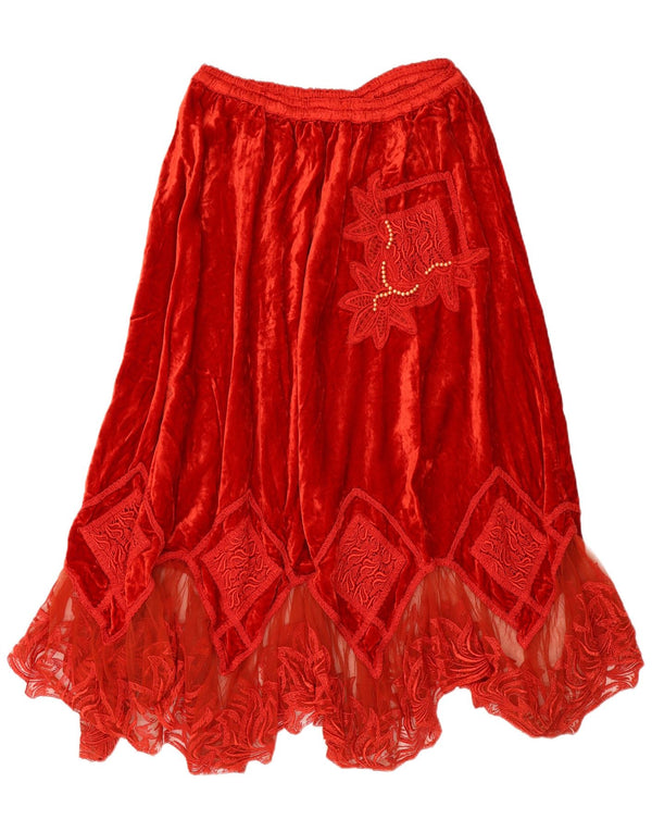 jupe asymétrique en velours vintage femme W30 Viscose florale rouge moyen