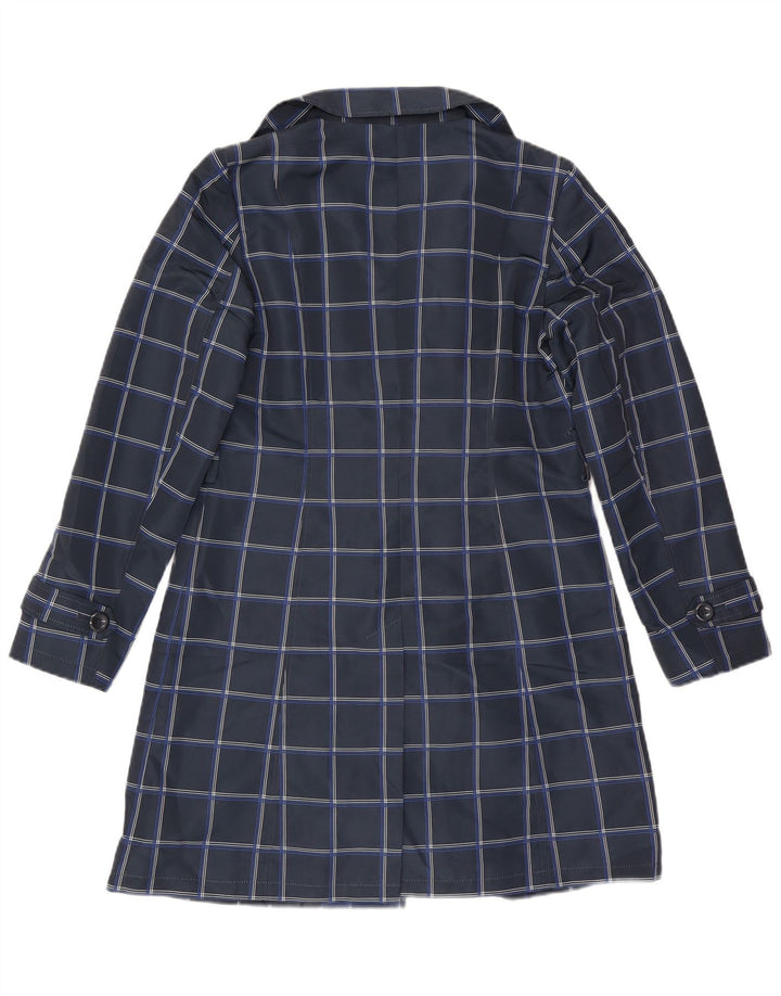 Marks & Spencer Trench-Coat Femme UK 10 Petit Bleu Marine à Carreaux Polyester