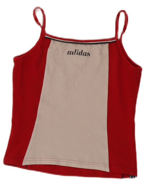 Adidas Femmes Crop Graphic Cami Top UK 14 Rouge Moyen Colorblock Coton