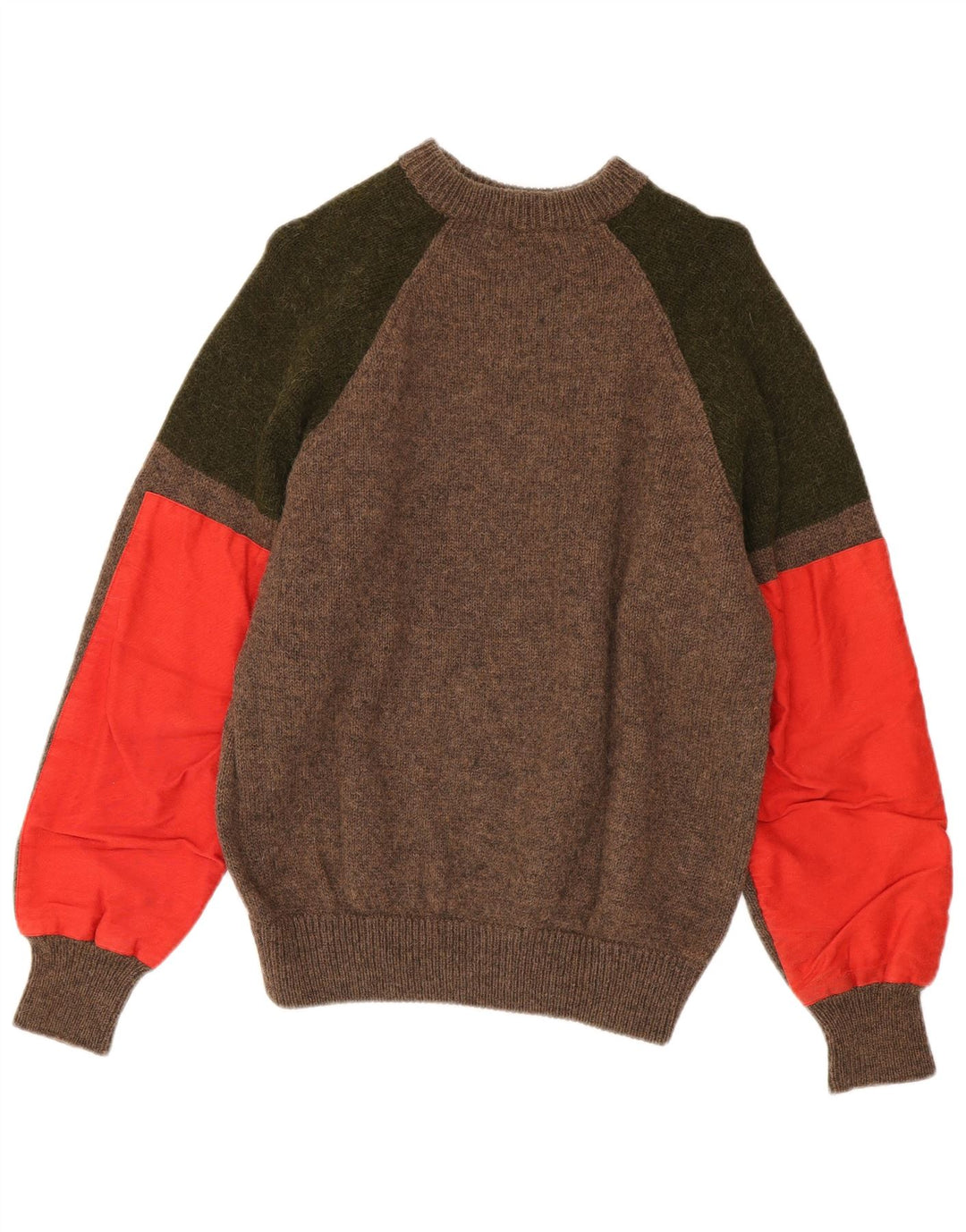 Pull vintage à col rond pour homme Marron moyen Colourblock