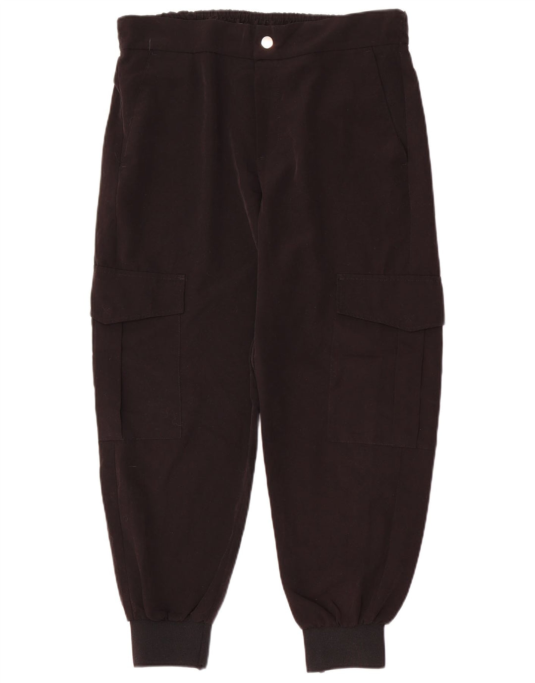 Pantalon Cargo Joggers Femme ZARA Large W3 Noir Polyester