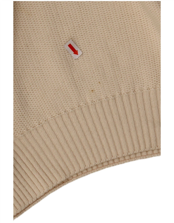 VINTAGE Pull col V homme grand coton beige