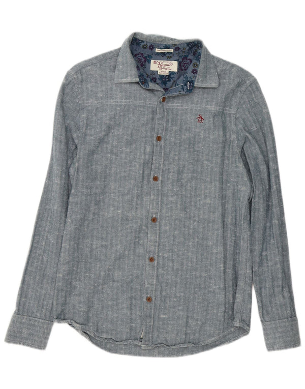 Penguin Chemise Slim Fit Heritage Homme Bleu Moyen en Coton à Chevrons
