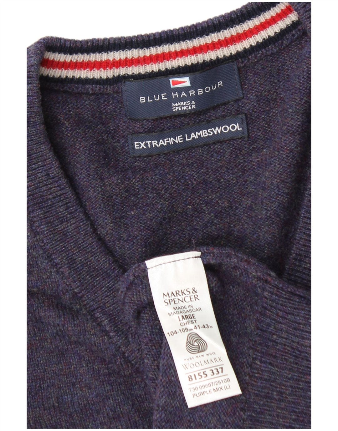 Marks & Spencer Pull à col en V Blue Harbor pour hommes, grand bleu marine