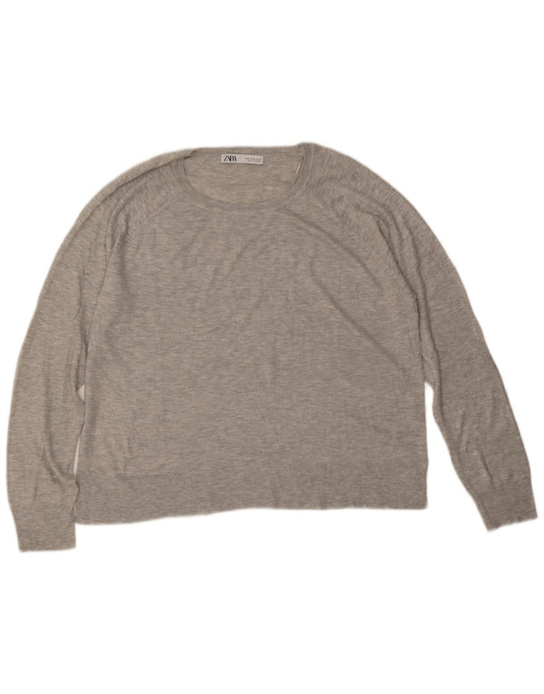 Zara Pull col bateau pour femme UK 18 XL Gris Viscose