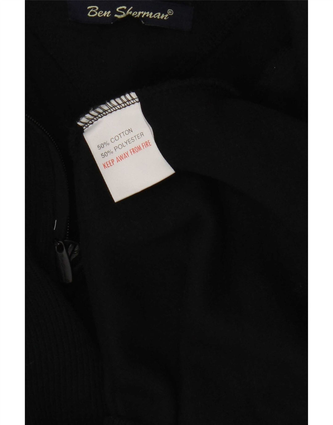 Ben Sherman Pull à col zippé pour homme en coton bleu marine Taille L