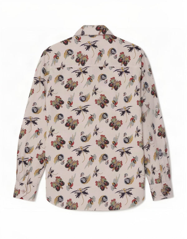 Claudio Lugli Chemise à motif abstrait pour homme Taille 39/40 Coton blanc moyen