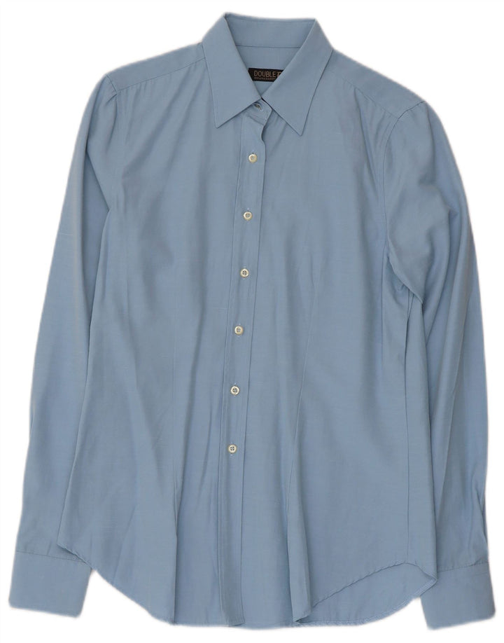 VINTAGE Chemise Femme UK 12 Bleu Moyen