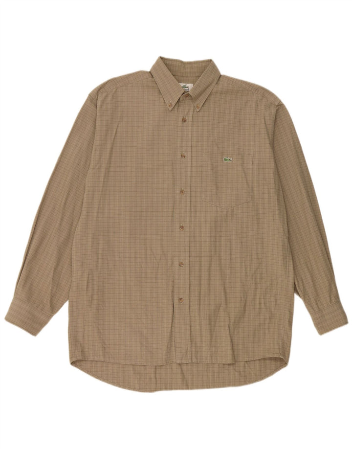 Lacoste Chemise Homme Taille 40 Coton à carreaux beige moyen