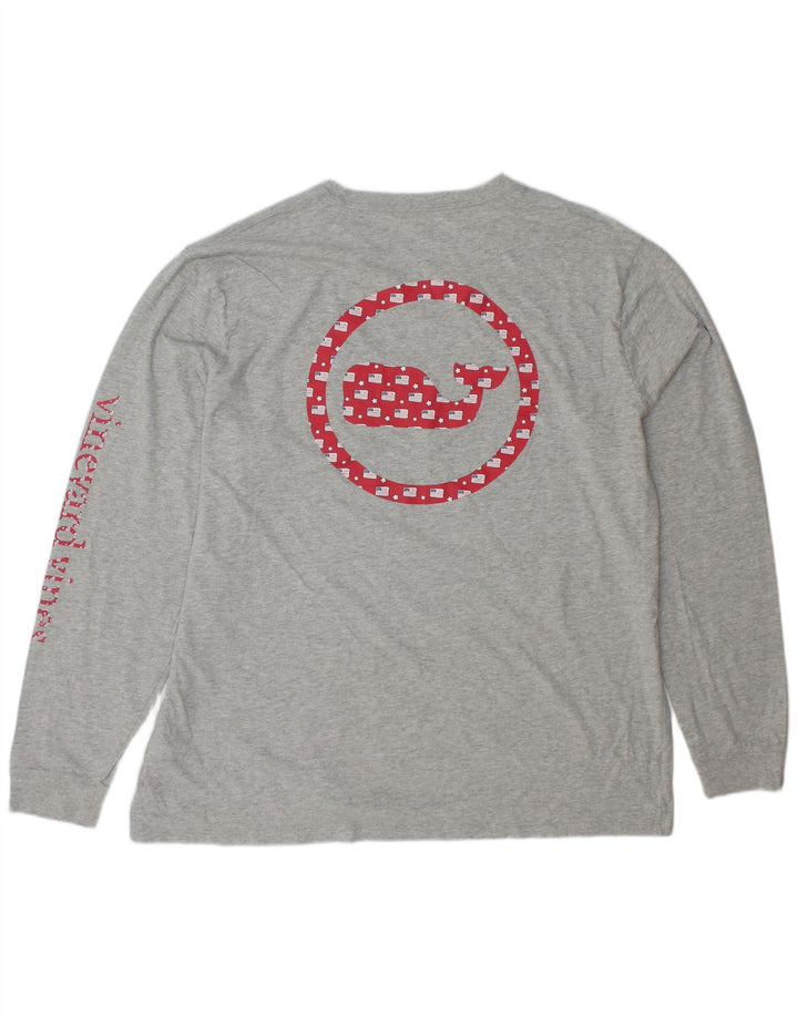 VINEYARD VINES Haut Graphique Homme Manches Longues XL Gris Coton