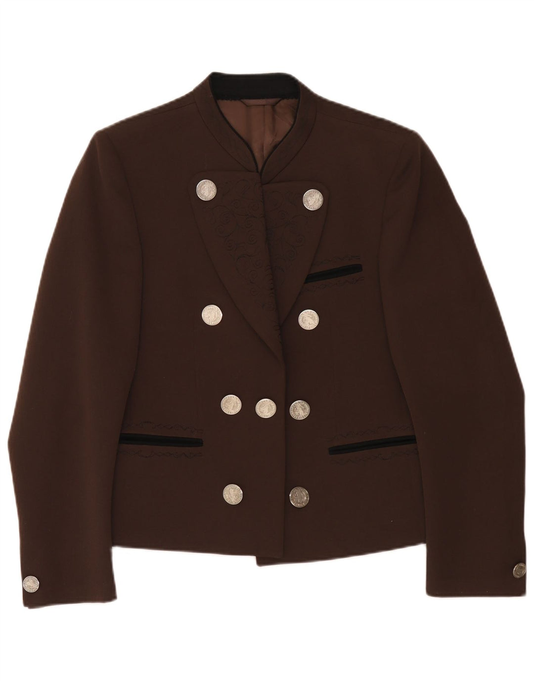 Veste Blazer Femme Vintage UK 14 Brun Moyen