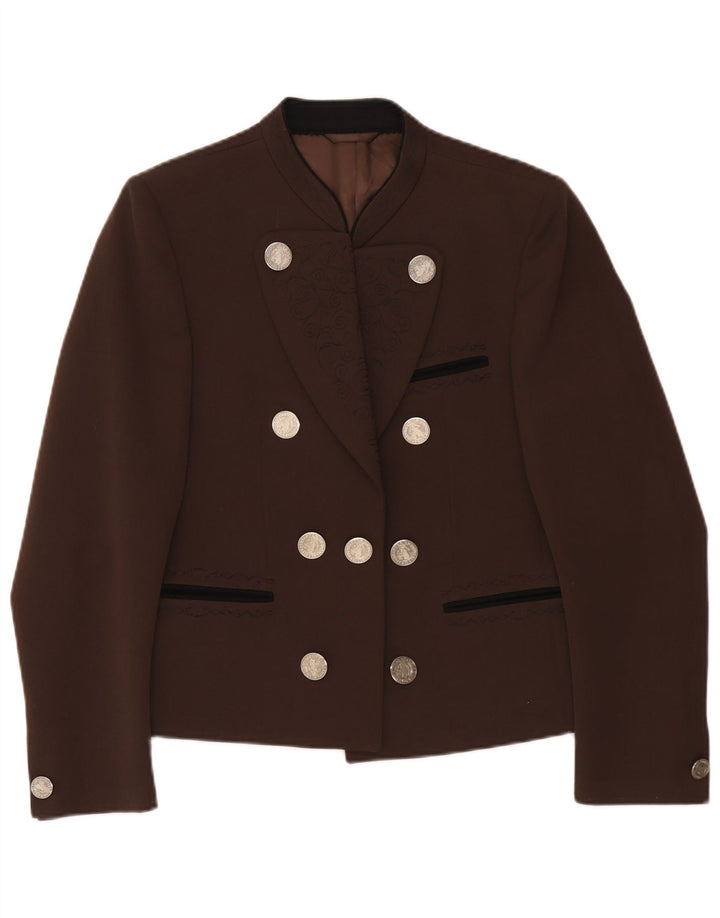 Veste Blazer Femme Vintage UK 14 Brun Moyen