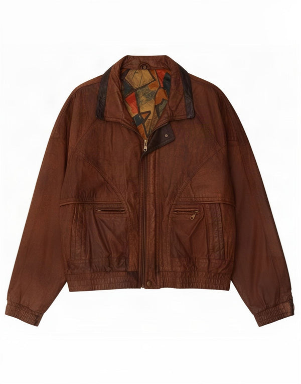 veste en cuir homme vintage UK 42 XL Marron