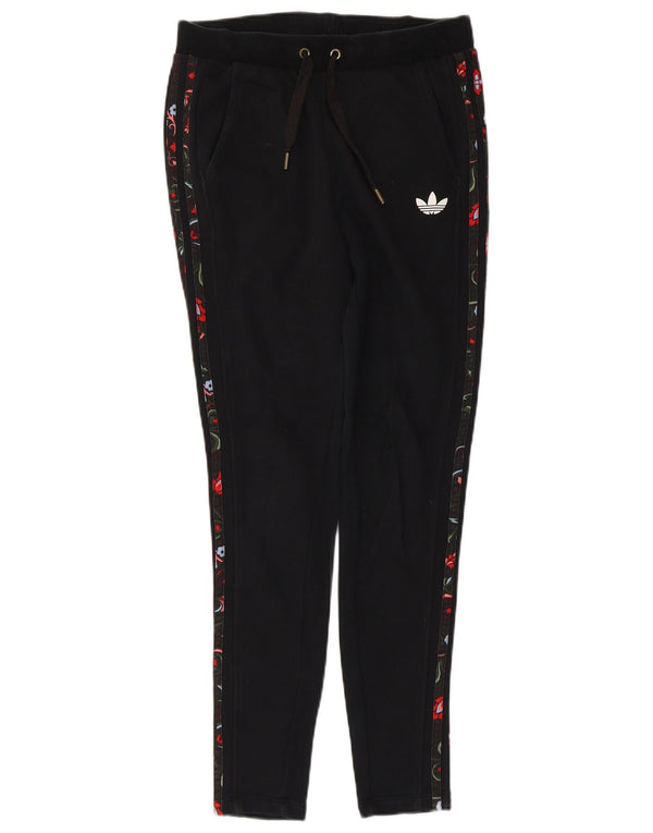 Adidas Pantalon de survêtement pour femme UK 8 Small Noir Floral Coton