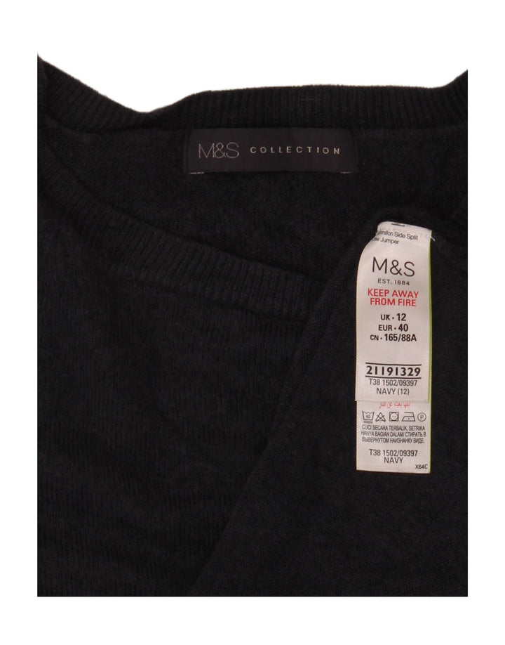 Marks & Spencer Pull à col rond pour femme UK 12 Bleu marine moyen