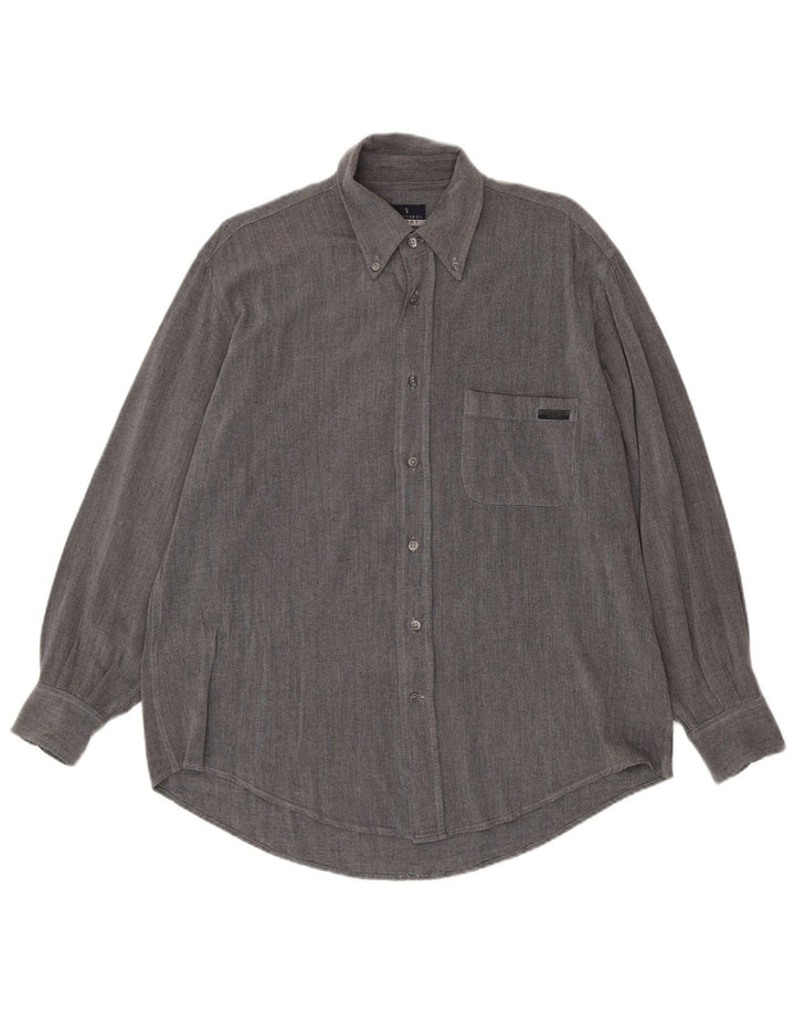 Trussardi Chemise XL Gris Viscose Homme