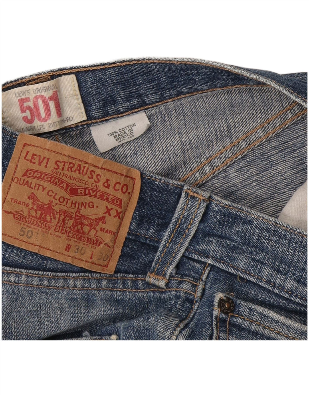 Levi's Short 501 Distressed Denim W30 Femme Bleu Moyen Coton