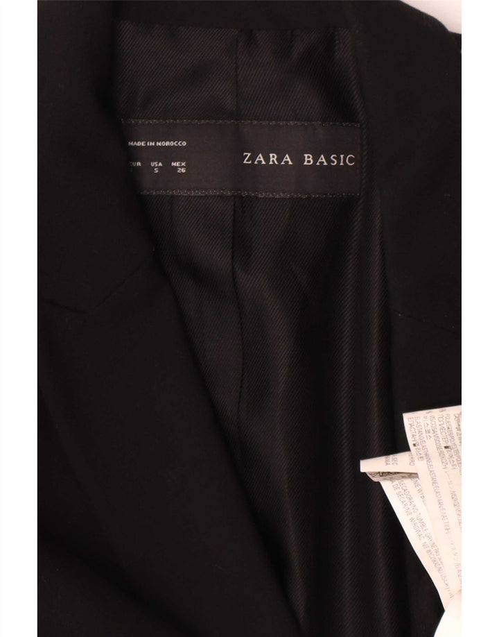 Zara Femme 1 Bouton Blazer Veste UK 10 Petit Noir Polyester
