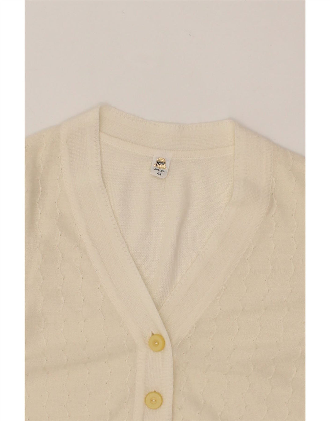 VINTAGE Womens Cardigan Sweater IT 44 Medium Off White Polyacrylic Vintage Vintage and Second-Hand Vintage from Messina Hembry 