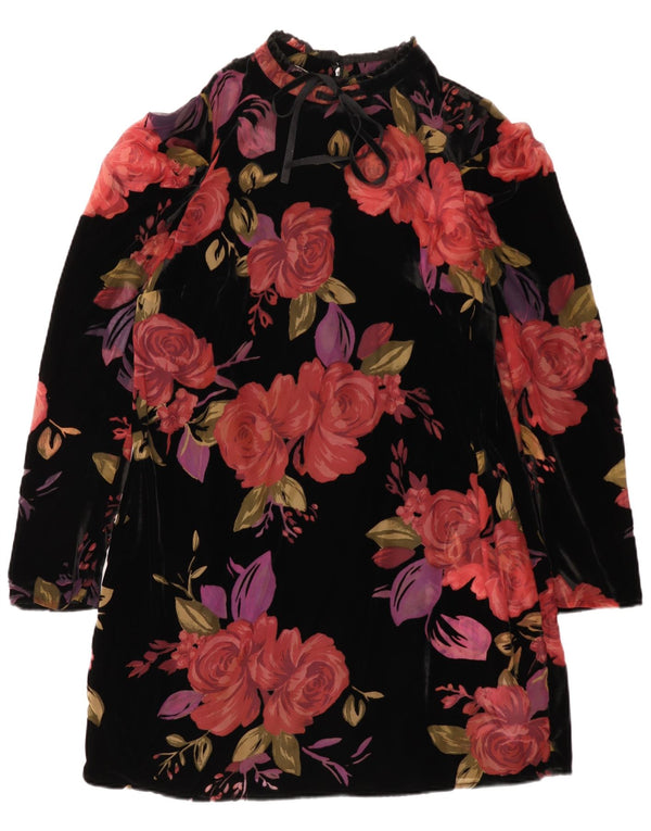 Monsoon Robe droite en velours à manches longues pour femme UK 16 Large Noir Floral