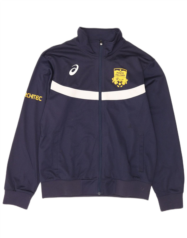 ASICS Veste de survêtement graphique pour hommes, grand, bleu marine, colour block