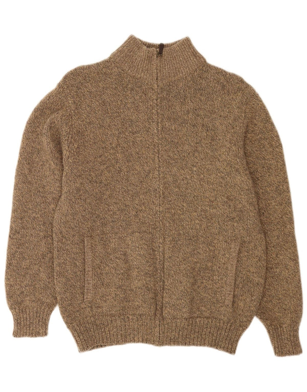 L.L.Bean Cardigan entièrement zippé pour homme en laine d'agneau mouchetée beige moyen
