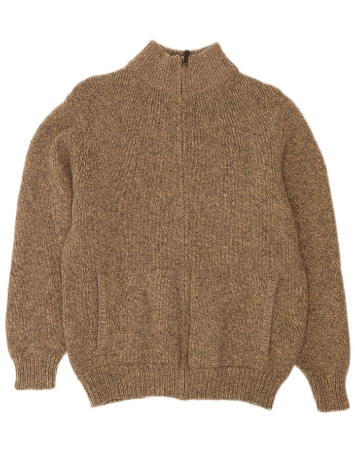 L.L.Bean Cardigan entièrement zippé pour homme en laine d'agneau mouchetée beige moyen