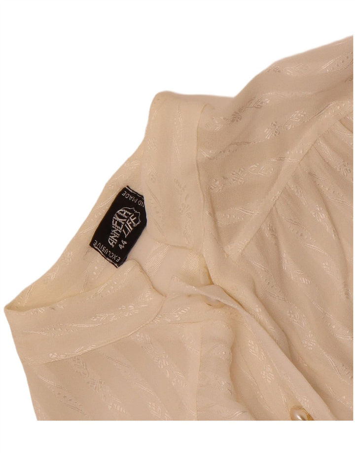 vintage Femme Pull Chemise Blouse IT 44 Moyen Blanc Rayé