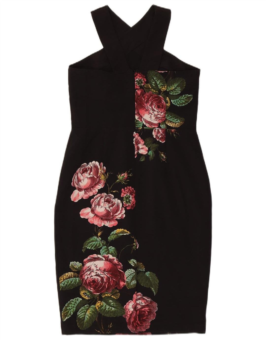 Oasis Robe Licou Femme UK 12 Moyen Noir Floral Polyester