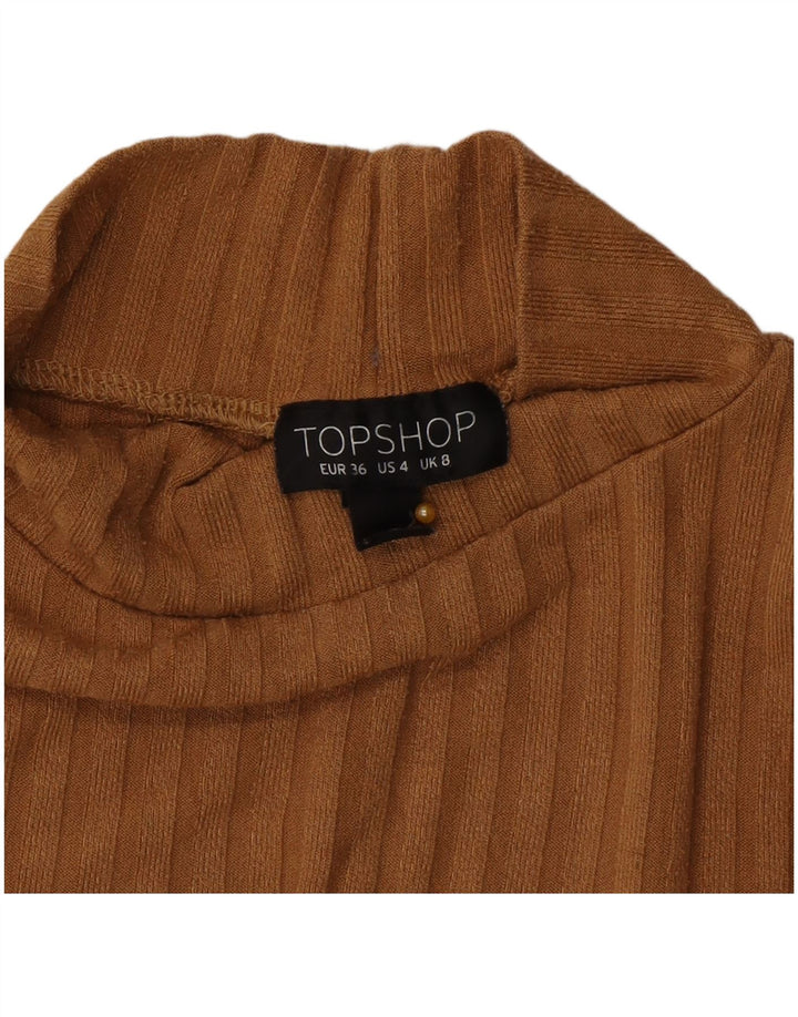 Topshop Haut court à manches longues pour femme UK 8 Small Marron