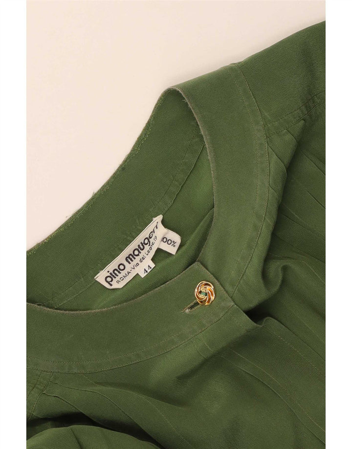 Chemisier femme vintage IT 44 Soie vert moyen