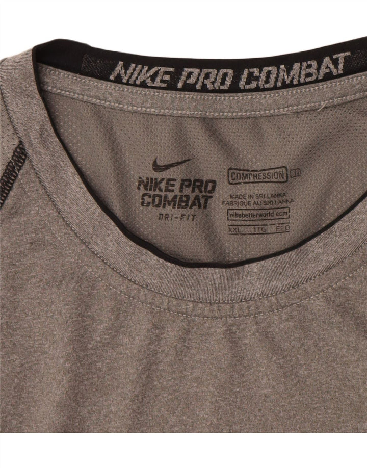 NIKE Débardeur de compression pour homme 2XL Gris Colorblock Polyester