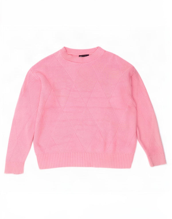 Marks & Spencer Pull à col rond pour femme UK 14 Coton rose moyen