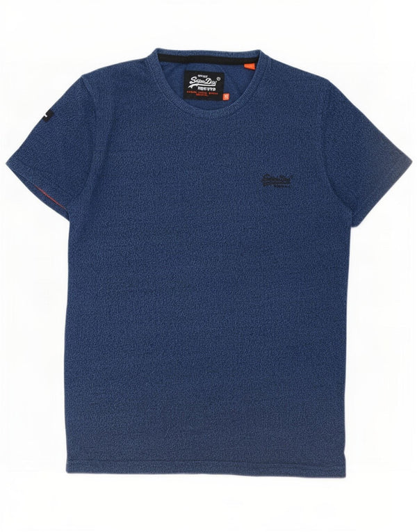 Superdry Homme T-Shirt Top Small Bleu Marine Moucheté Coton