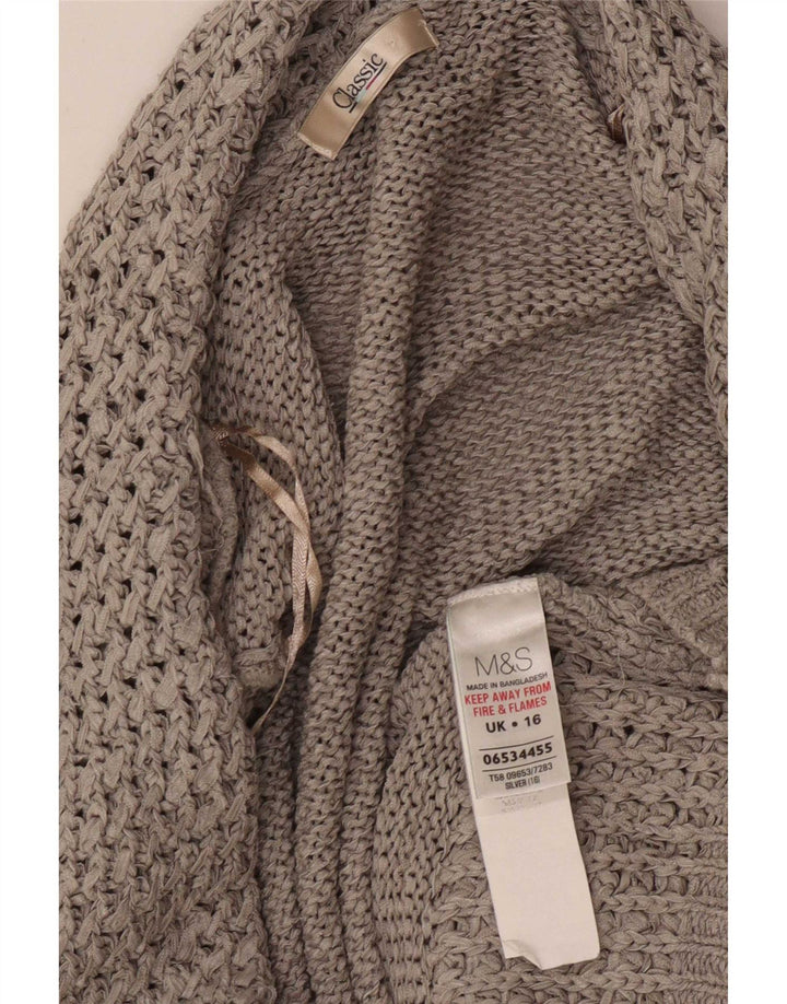 Marks & Spencer Pull cardigan ouvert classique pour femme UK 16 Large Gris