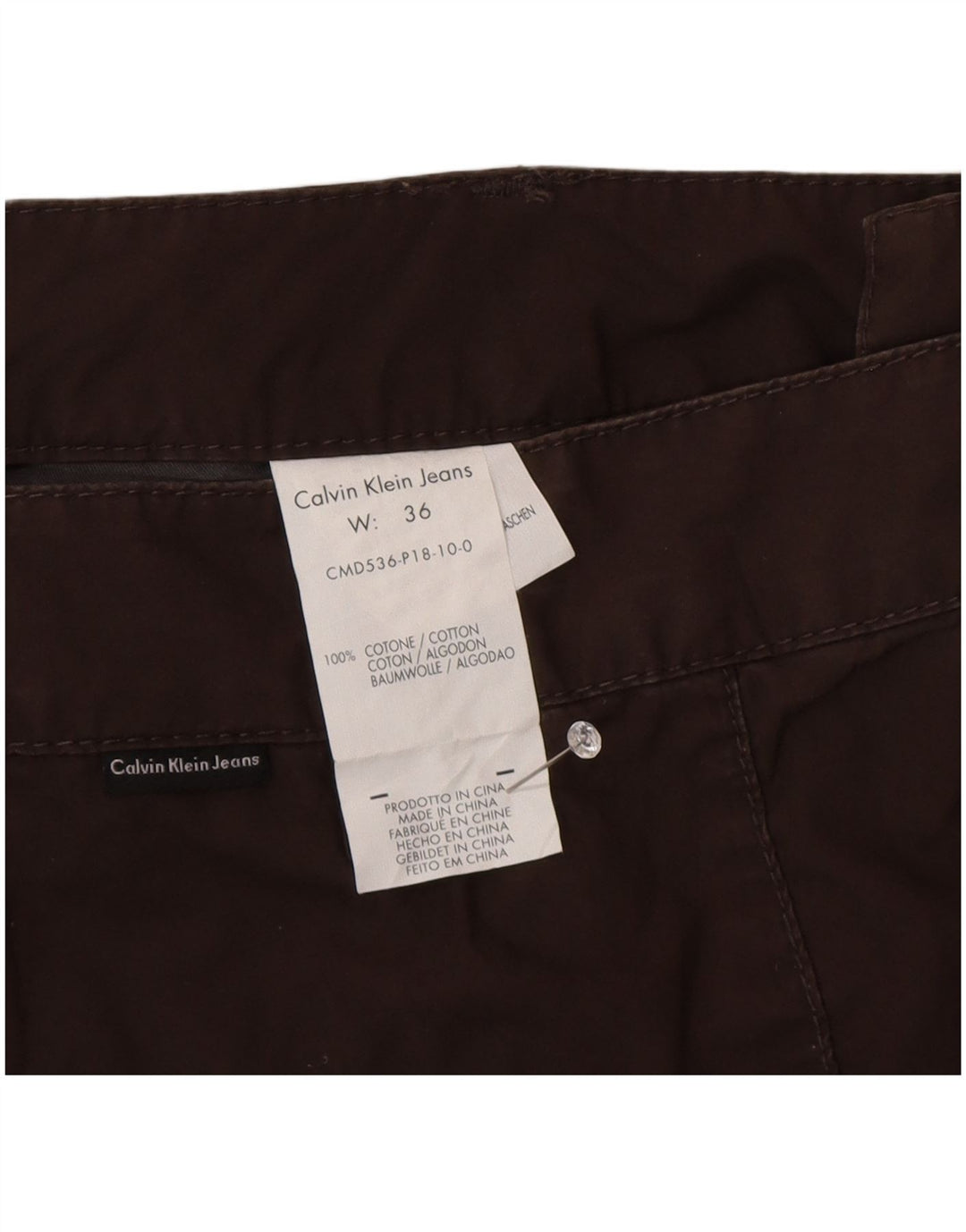 Calvin Klein Short Chino Homme W36 Large Marron Coton