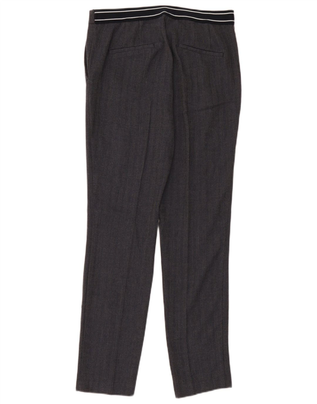 Zara Pantalon Chino Slim Femme Large W30 L28 Noir Chevrons Polyester