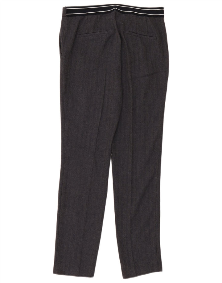 Zara Pantalon Chino Slim Femme Large W30 L28 Noir Chevrons Polyester