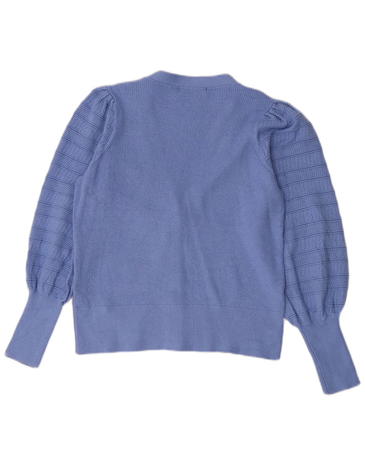 Marks & Spencer Pull Cardigan Femme UK 12 Bleu Moyen Viscose