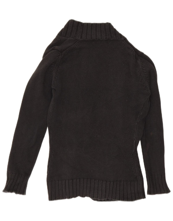 Zara Womens Open Cardigan Sweater UK 14 Large Noir Coton