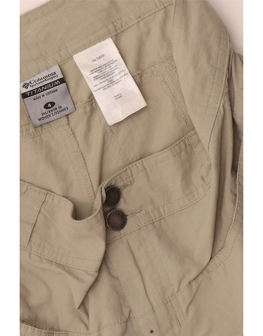 Columbia Short cargo Titanium pour femme US 4 Small W32 Nylon beige