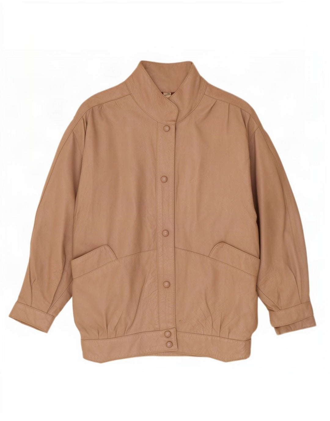 Veste en cuir surdimensionnée femme vintage UK 10 Petit Beige