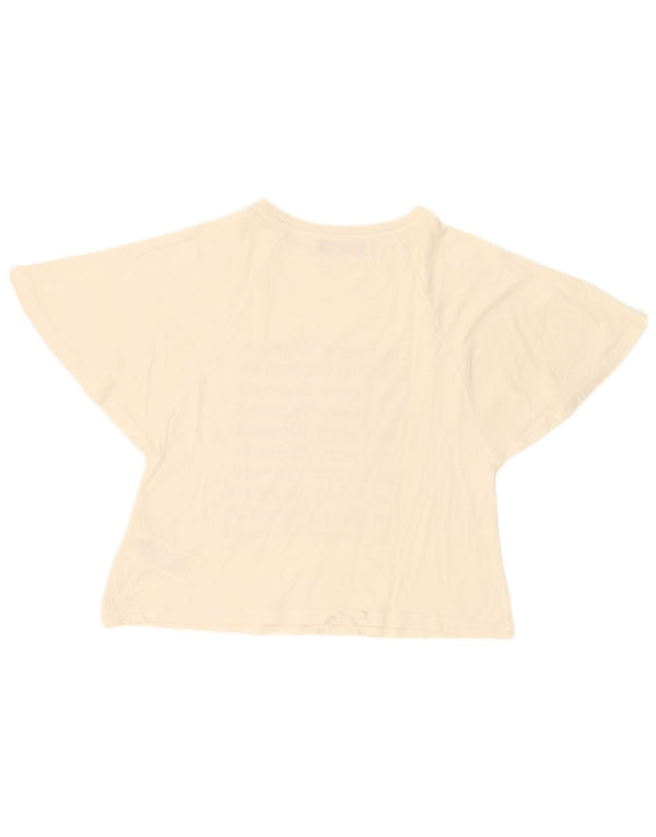 Trussardi Jeans T-Shirt Graphique Oversize Femme UK 6 XS Blanc Cassé