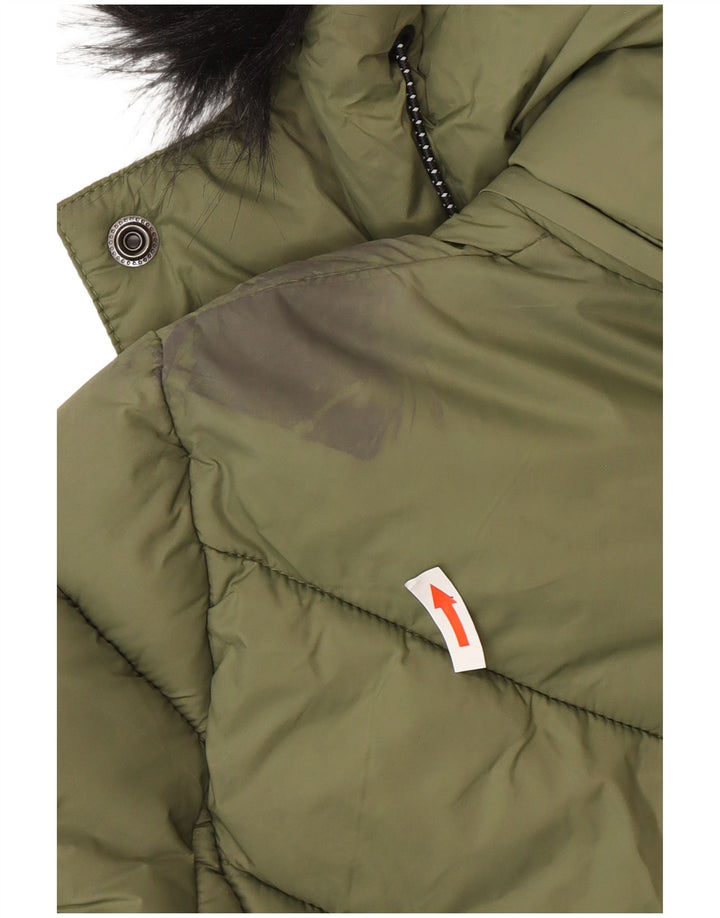 Superdry Veste matelassée à capuche pour femme UK 8 Small Vert Nylon