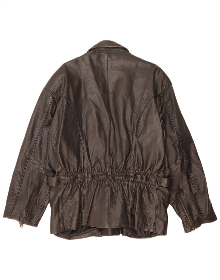 veste en cuir biker homme vintage UK 38 cuir noir moyen
