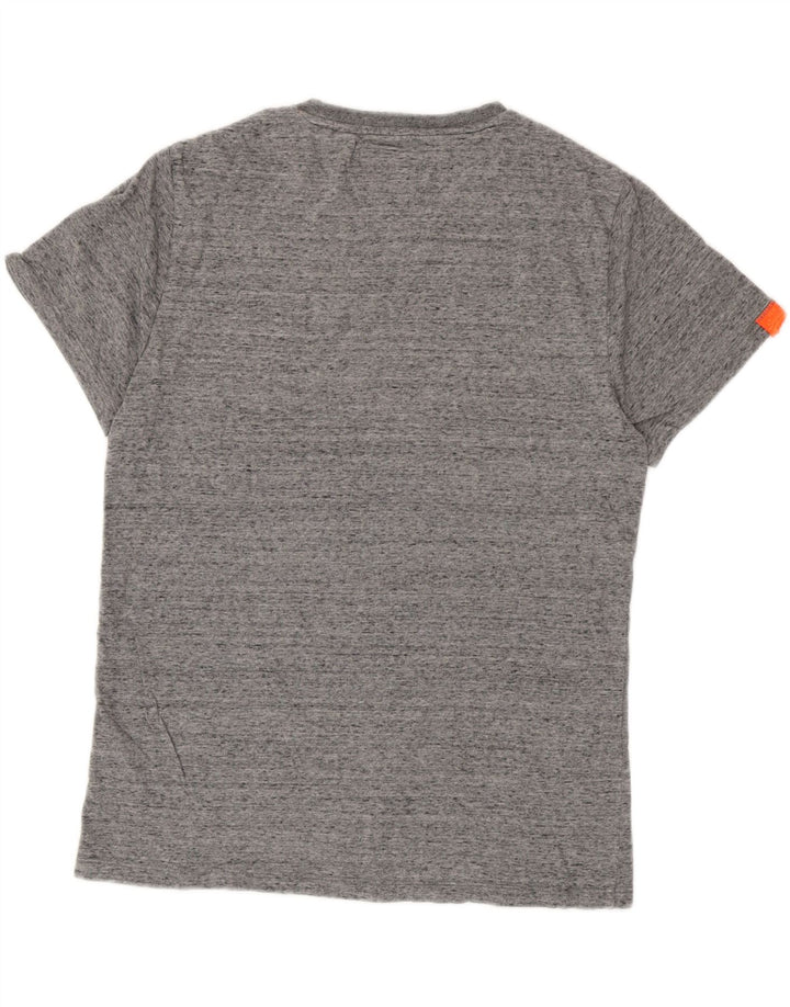Superdry Homme T-Shirt Top Large Gris Moucheté Coton