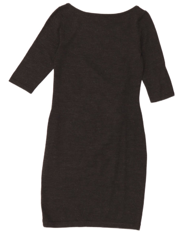 Phase Eight Robe pull à manches courtes pour femme UK 10 Petite laine mérinos grise