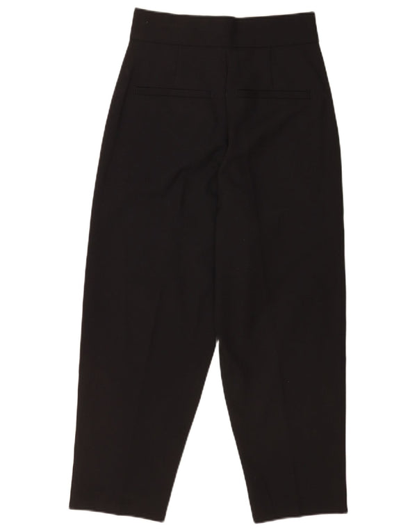 Pantalon court taille haute femme vintage XS W25 L24 laine noire