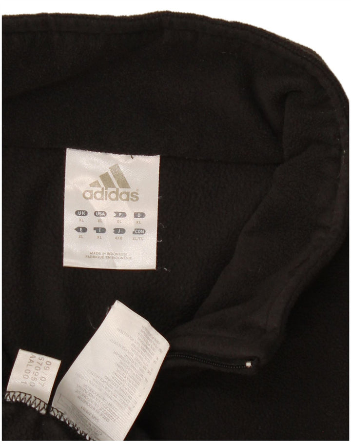 Adidas Pull polaire à col zippé pour homme XL Noir Polyester