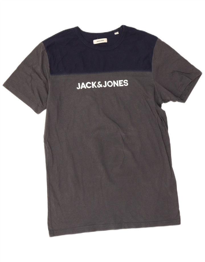 Jack & Jones T-Shirt Graphique Homme Gris Moyen Colourblock Coton